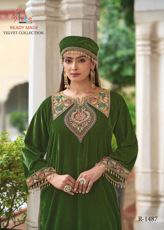 R 1487 By Shree Velvet Embroidery Pakistani Top With Bottom Wholesalers In Delhi